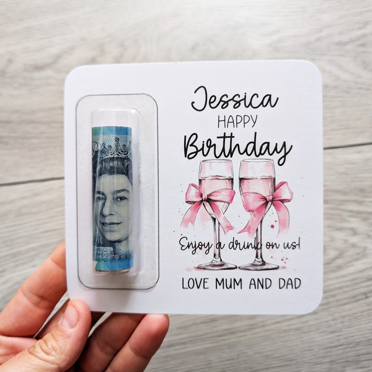 Personalised Birthday Money Gift Card Holder Cash Wallet for All Ages 18th 21st