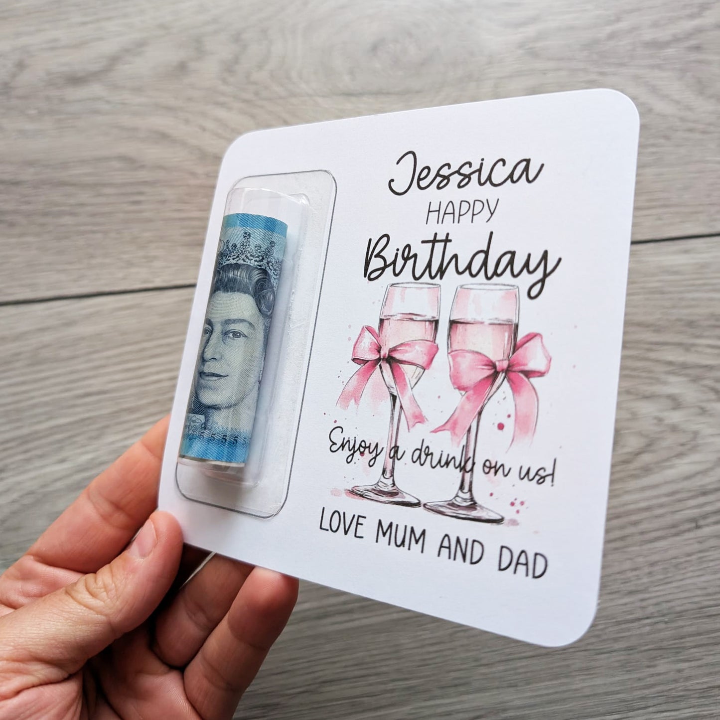 Personalised Birthday Money Gift Card Holder Cash Wallet for All Ages 18th 21st