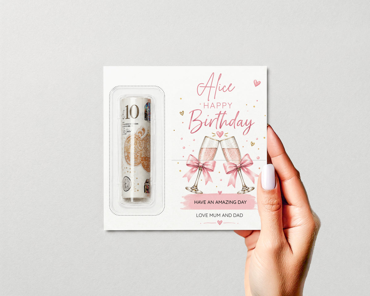 Personalised Birthday Money Gift Card Holder Cash Wallet for All Ages 18th 21st