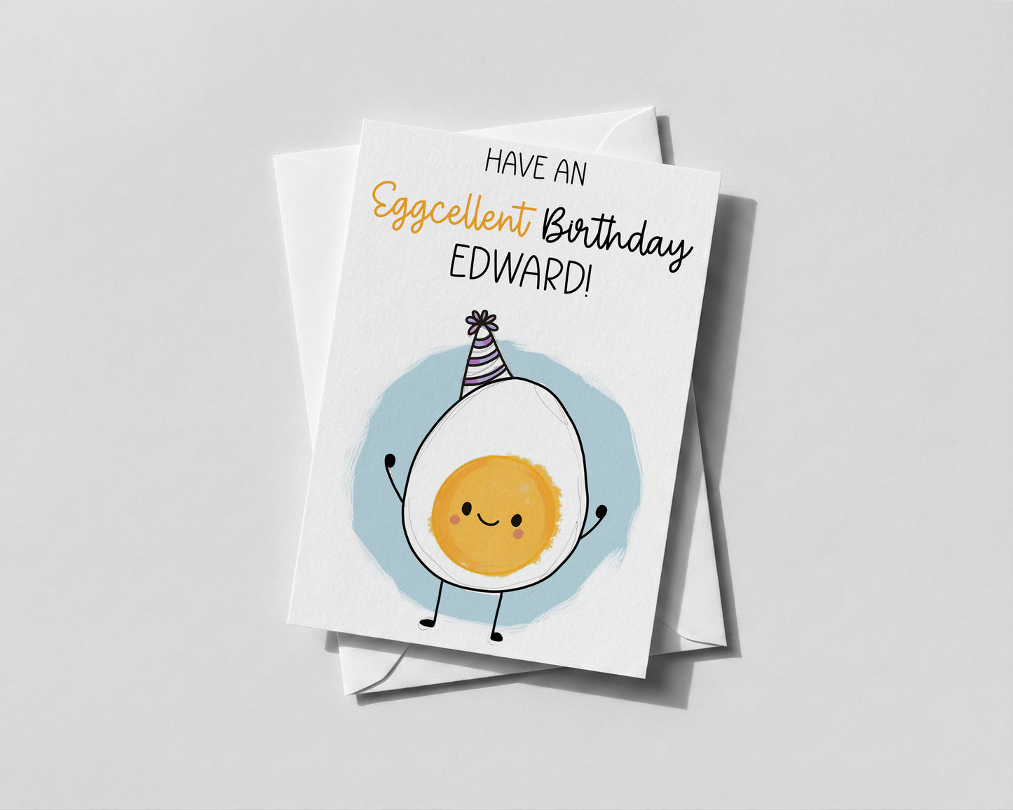 Personalised birthday card egg birthday card pun funny eggcellent joke silly