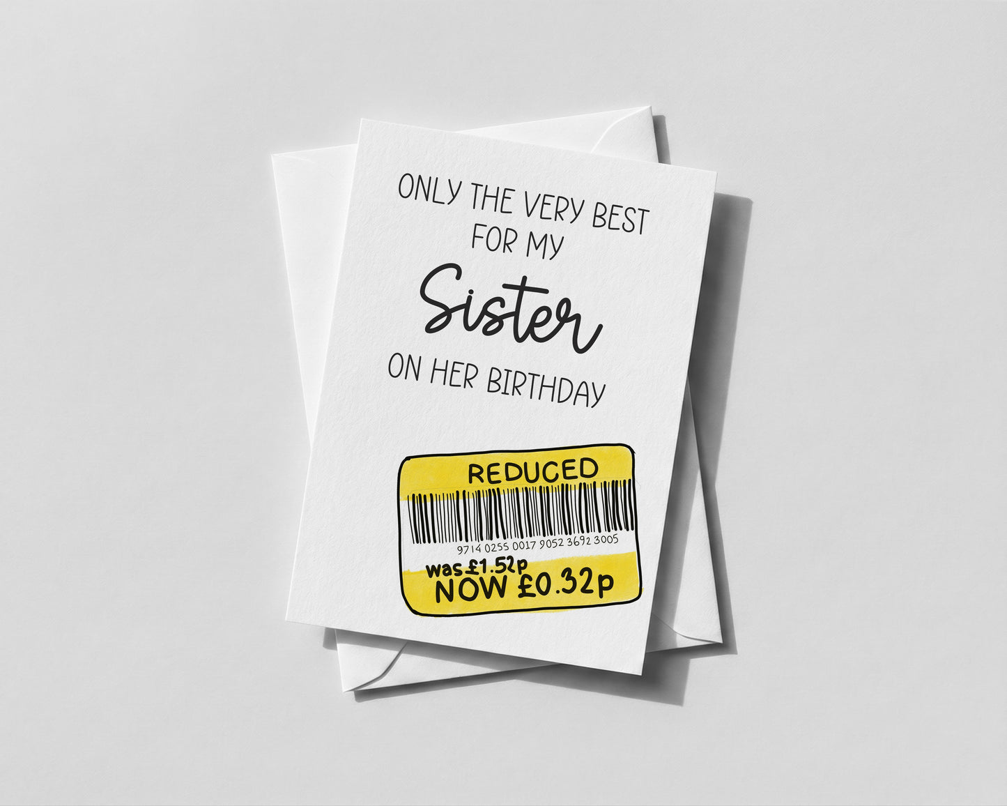 Sister Birthday Card Funny Yellow Sticker discount
