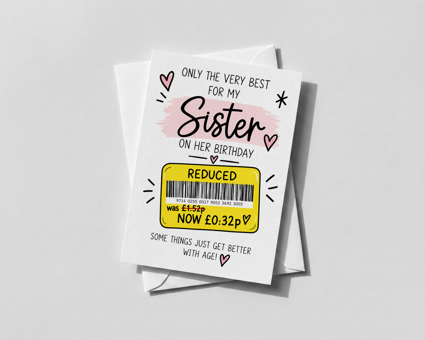 Funny Sister Birthday Card for Her Reduced Price Joke Humour Sibling Birthday
