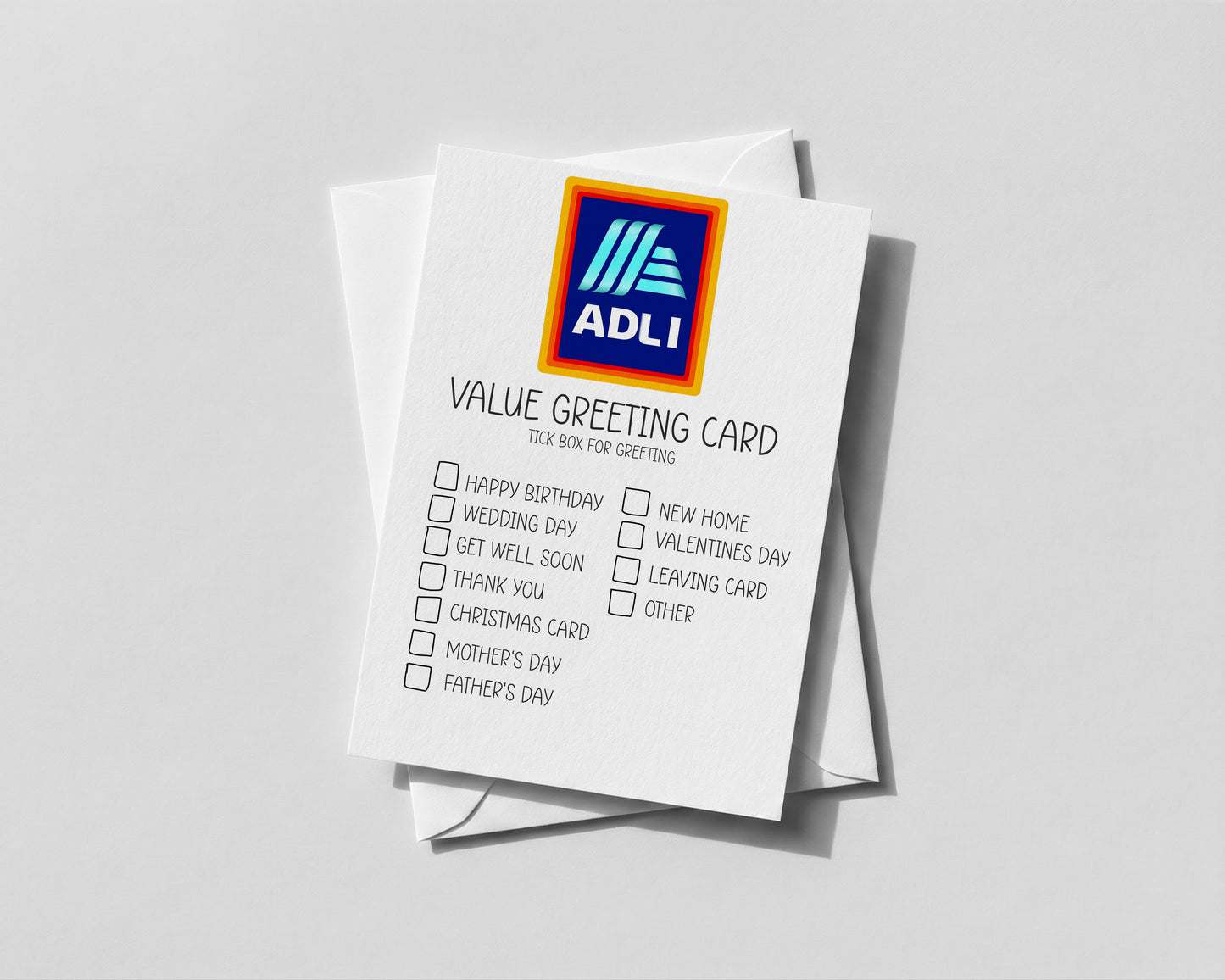 Aldi Value Greeting Card - Funny Tick Box Card for Birthday, Wedding, New Home