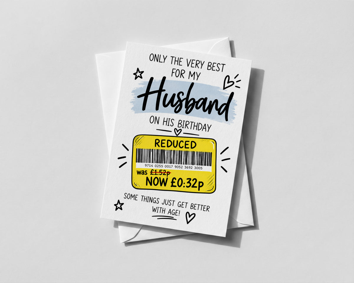 Funny Husband Birthday Card for Him Reduced Price Joke Humour Partner Birthday