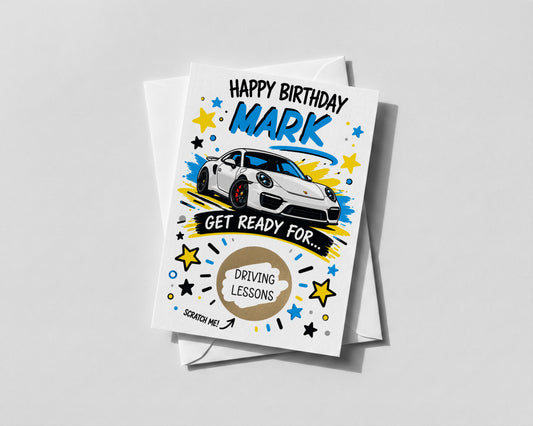 Personalised Driving Lessons Birthday Scratch Off Card 17th Learner Driver Gift