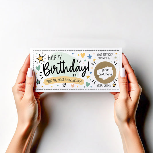 Personalised Birthday Scratch Off Card Surprise Gift Experience Reveal Secret Message