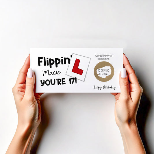 Personalised Birthday Scratch Card • Gift Voucher Reveal • Driving Lessons Surprise