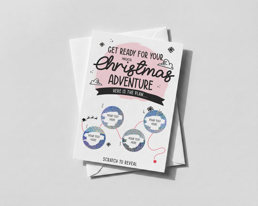 Personalised Christmas Holiday Itinerary Scratch‑Off Card • Surprise Travel Reveal • Spa Gift, Festive Trip or Iceland Holiday