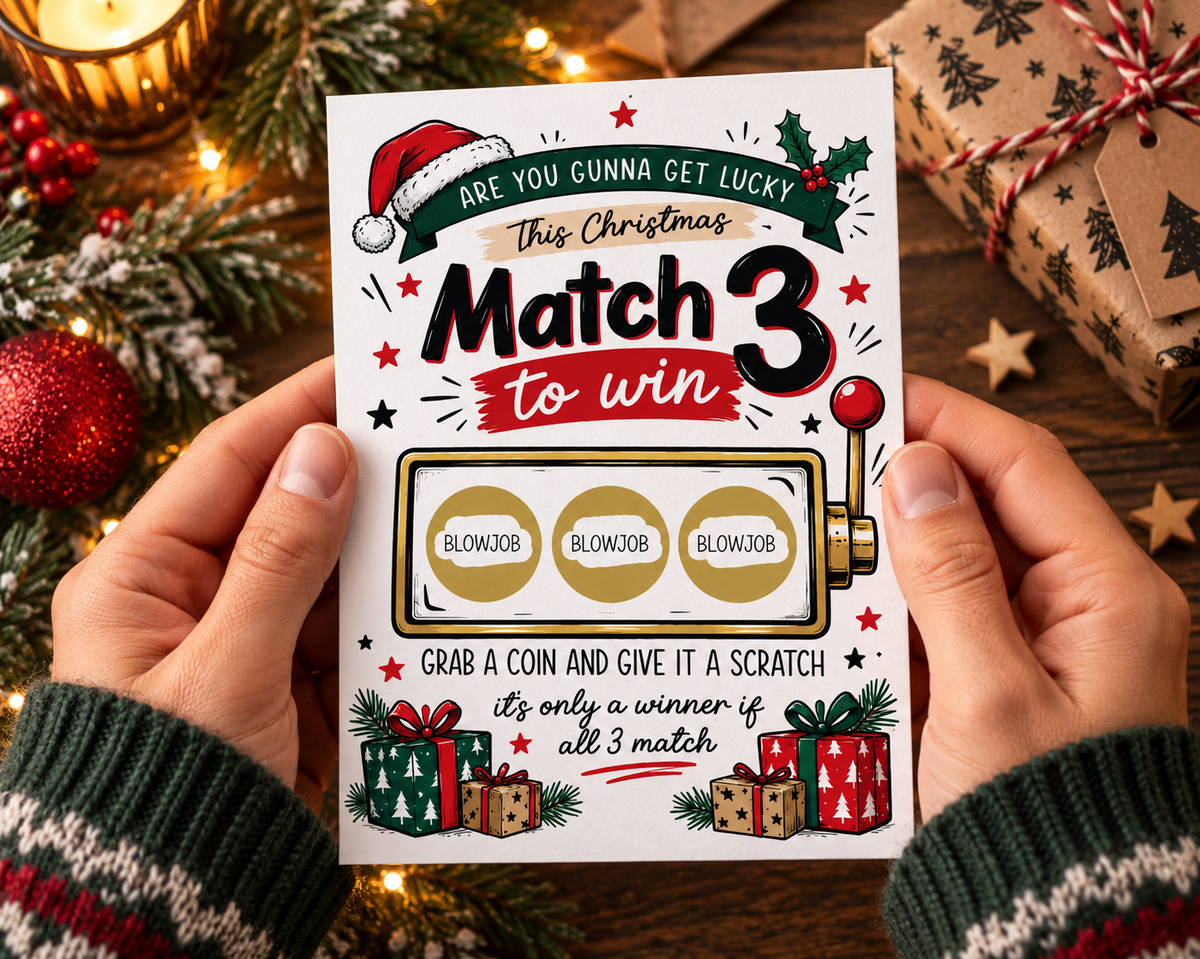 Funny Rude Christmas Scratch Off Card For Him Naughty Match 3 Husband Boyfriend