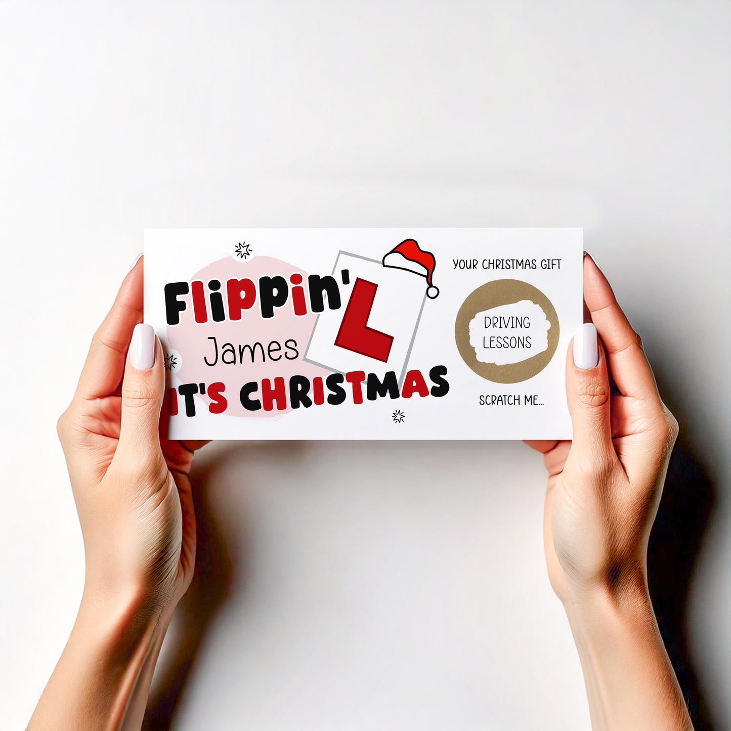 Personalised Scratch‑Off Gift Voucher • Christmas Driving Lesson or Experience Reveal Card