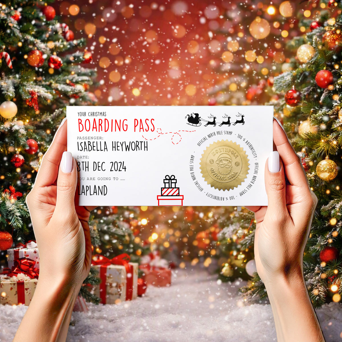 Personalised Christmas Trip Reveal Card – Santa Surprise for Lapland, Iceland or Festive Staycation