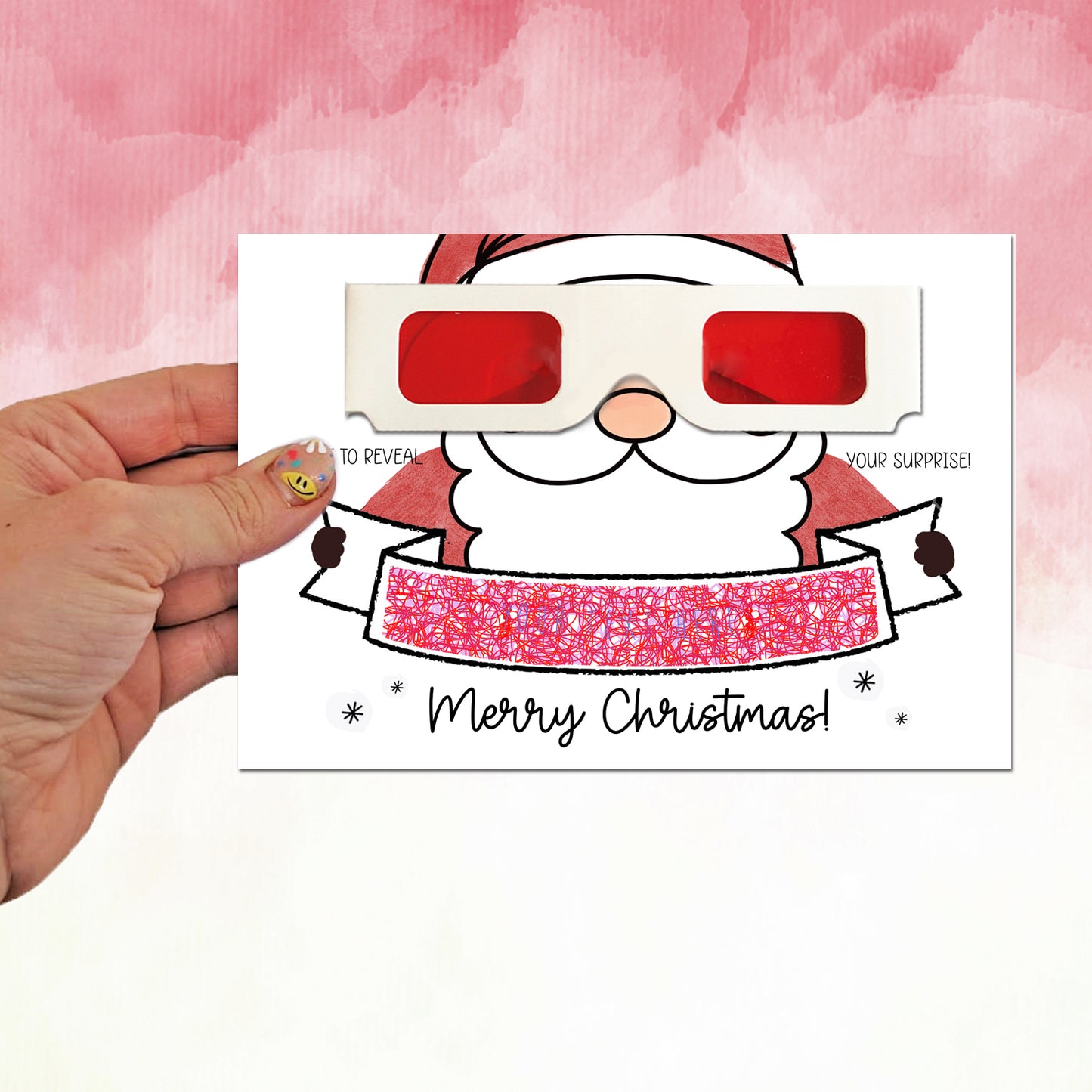 Santa Glasses Reveal Christmas Card