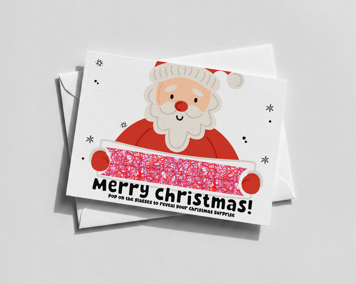 Personalised Christmas Reveal Card with 3D Glasses – Santa Surprise Message • Trip or Gift Reveal