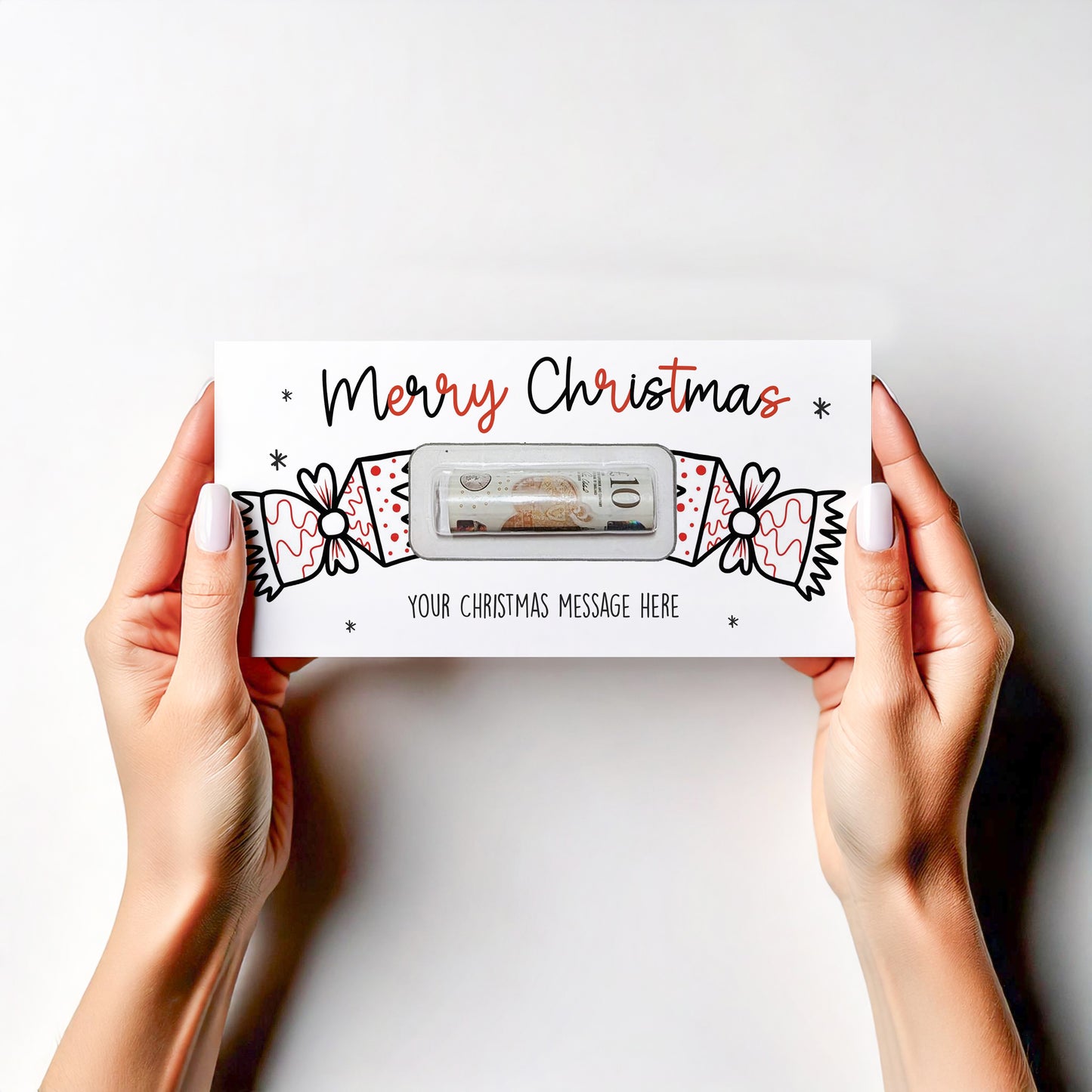 Personalised Christmas Money Wallet Card – Festive Gift Holder • Merry Christmas Cracker Design