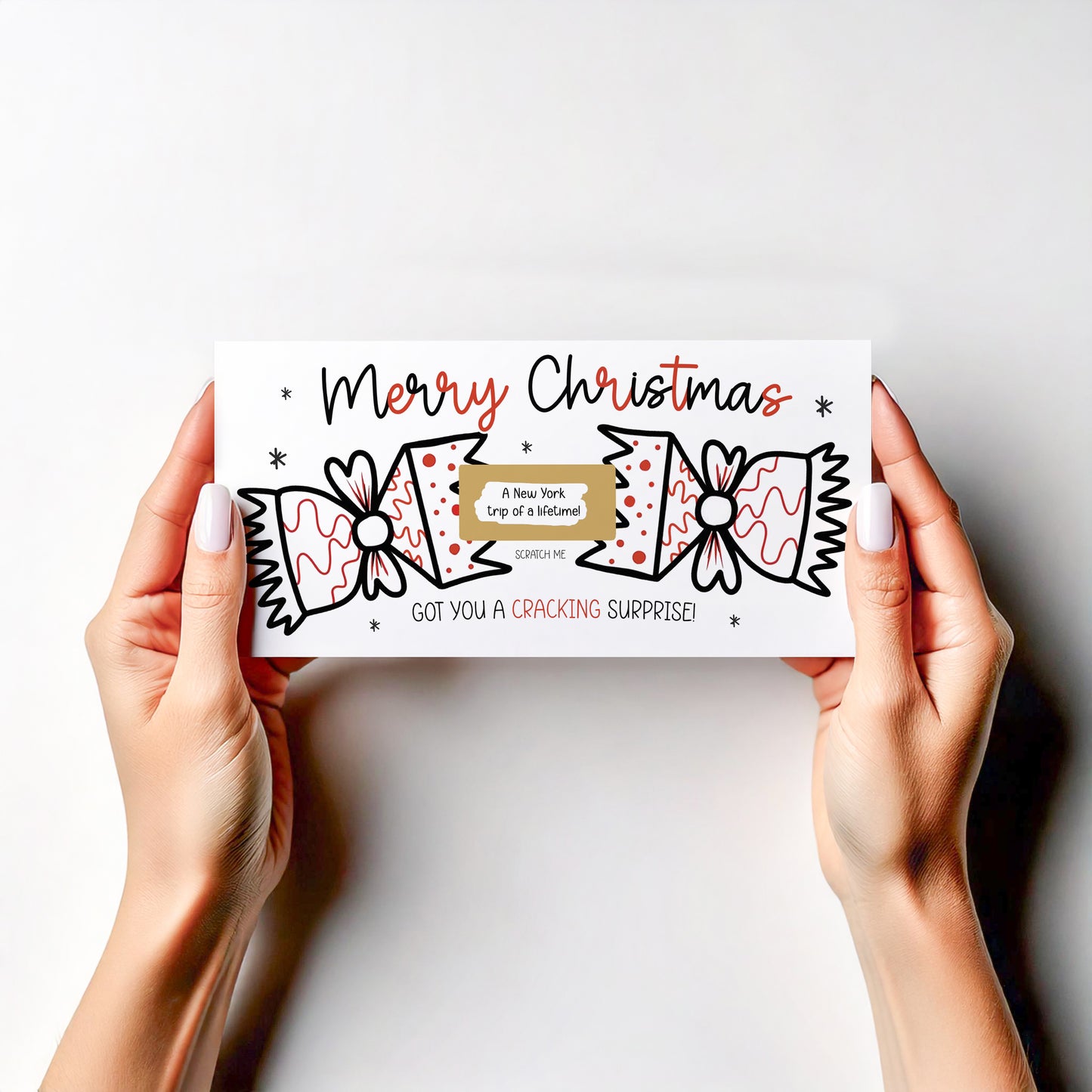 Personalised Christmas Scratch‑Off Gift Card | Festive Reveal Voucher | Cracker Surprise Experience | Holiday, Gig, Theatre, Meal Out