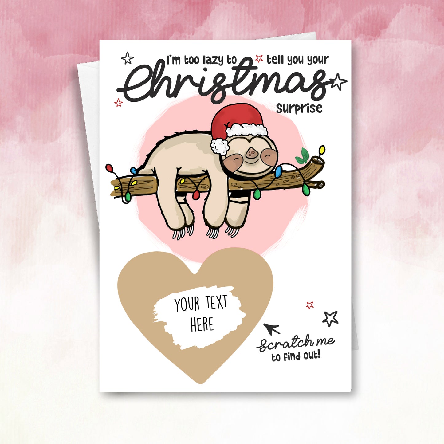 Personalised Sloth Christmas Scratch Card