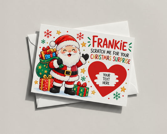 Personalised Kids Christmas Scratch Off Card Santa Surprise Gift Holiday Reveal