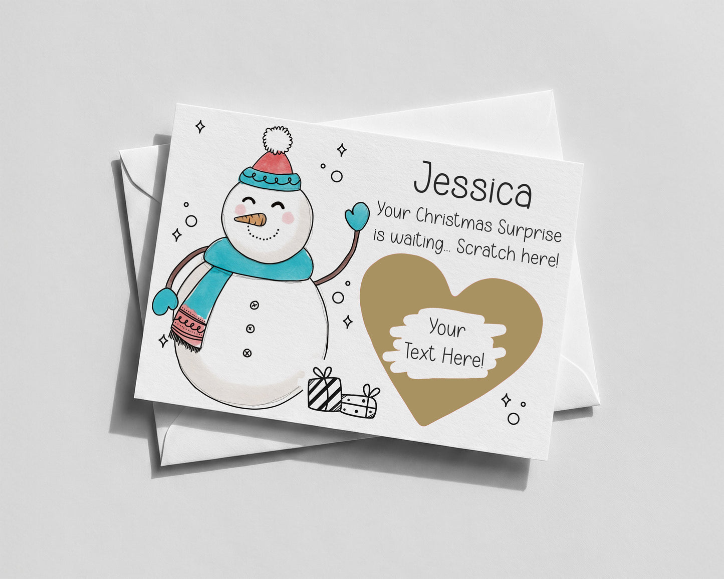 Personalised Christmas Snowman Scratch Card • Hidden Surprise Reveal for Kids & Adults
