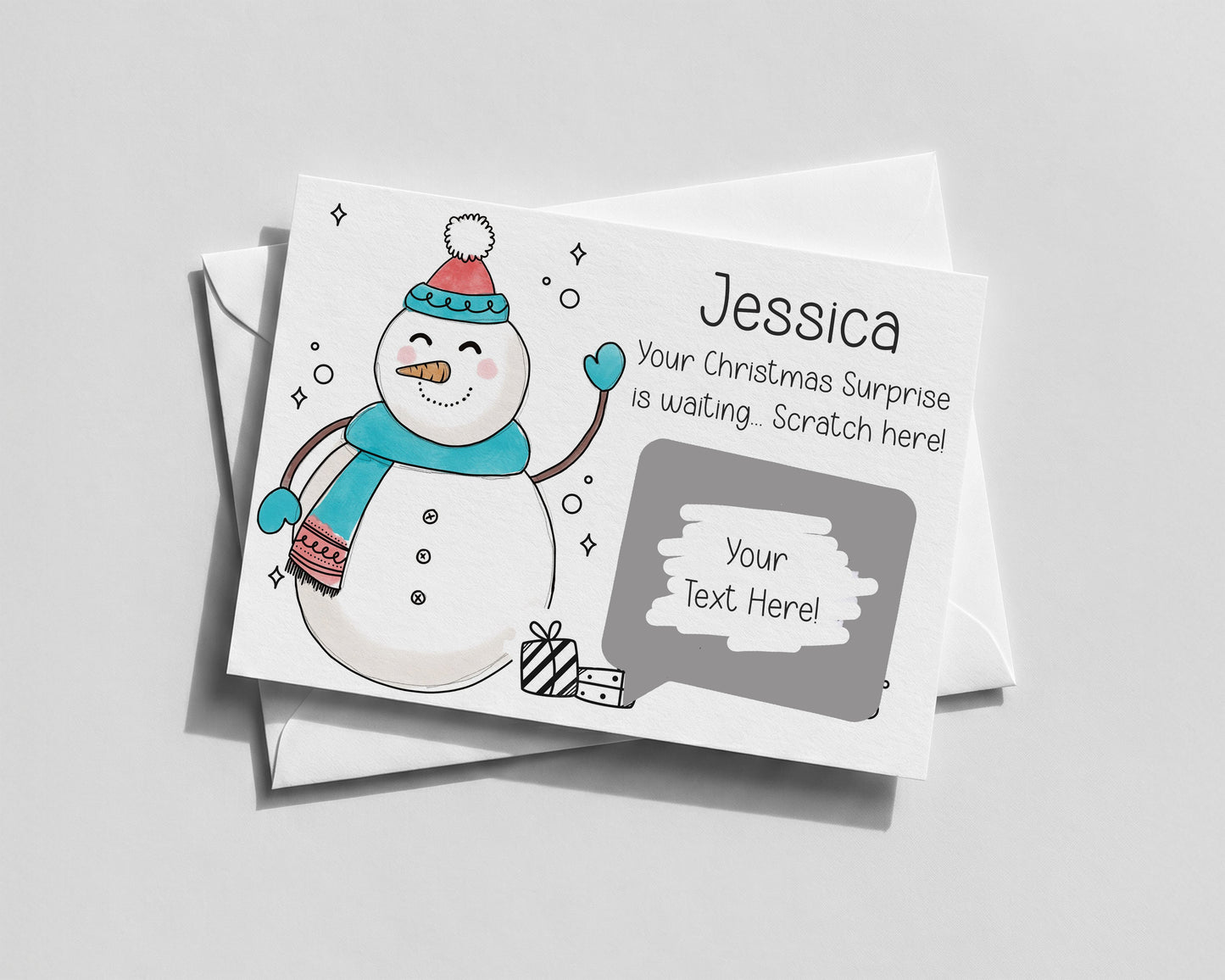 Personalised Christmas Snowman Scratch Card • Hidden Surprise Reveal for Kids & Adults