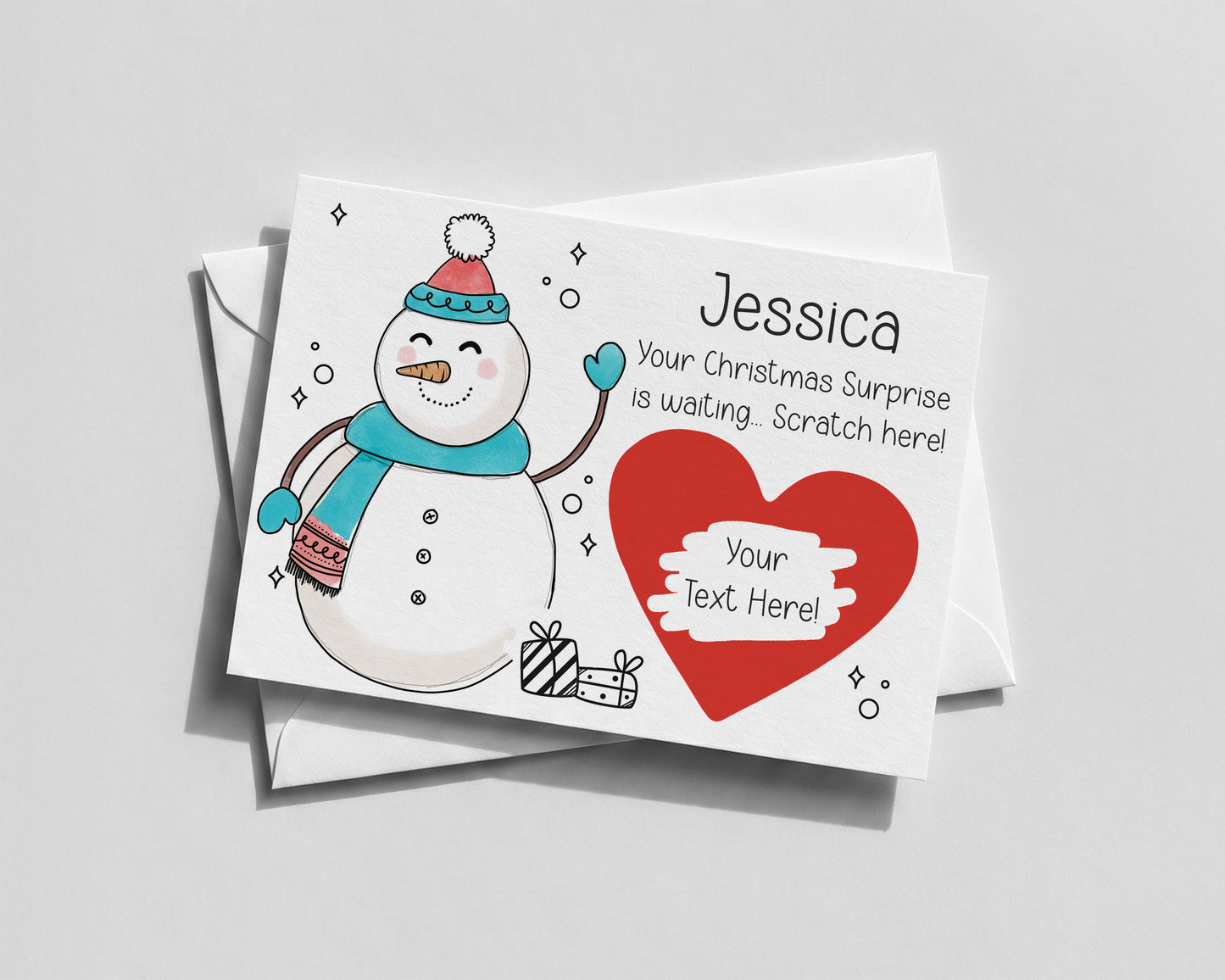 Personalised Christmas Snowman Scratch Card • Hidden Surprise Reveal for Kids & Adults