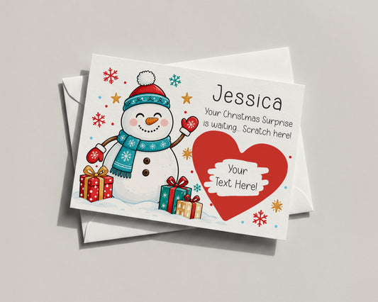 Personalised Kids Christmas Scratch Off Card Surprise Gift Holiday Ticket Reveal