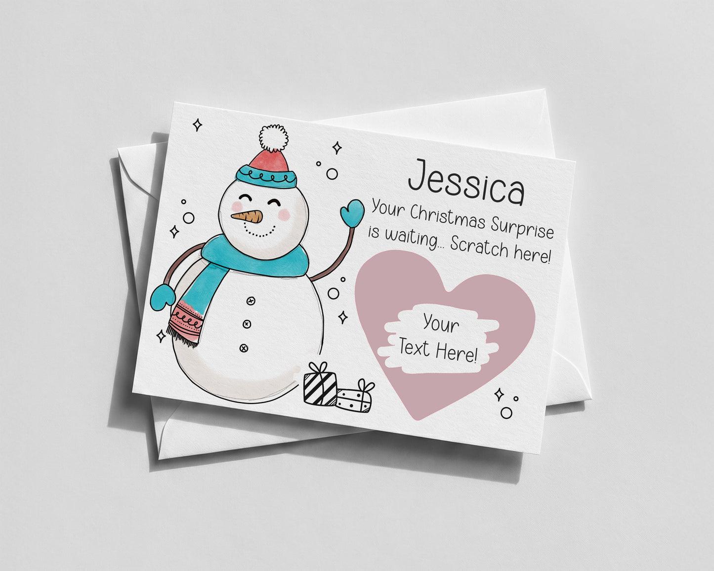 Personalised Christmas Snowman Scratch Card • Hidden Surprise Reveal for Kids & Adults