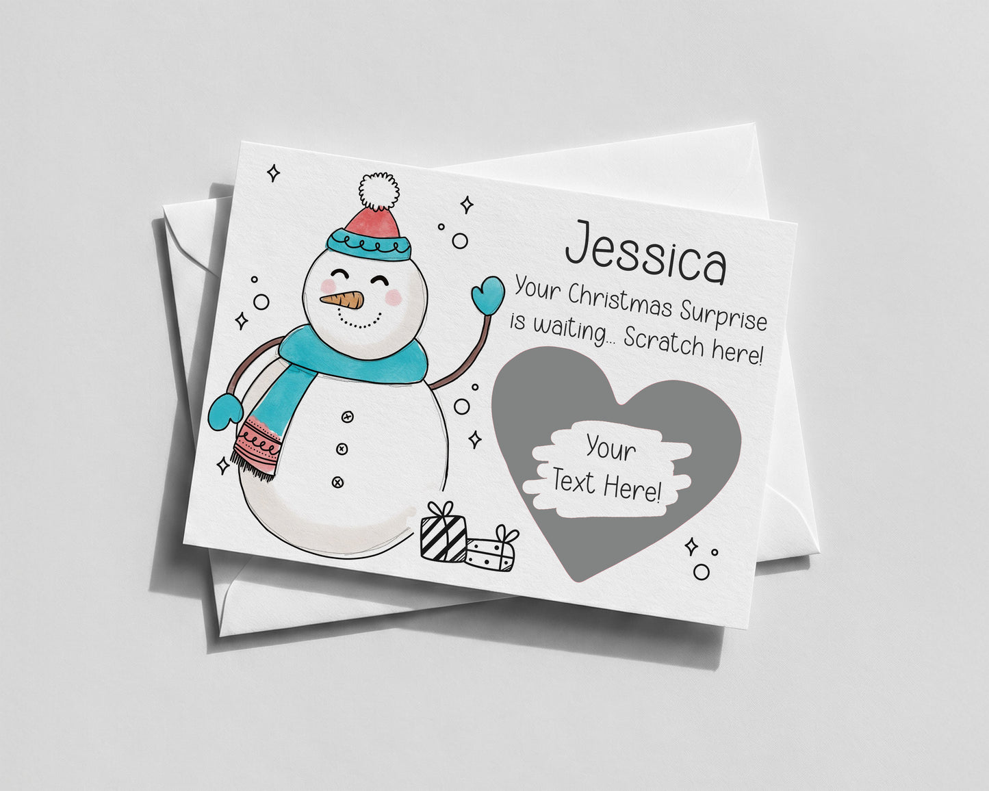 Personalised Christmas Snowman Scratch Card • Hidden Surprise Reveal for Kids & Adults