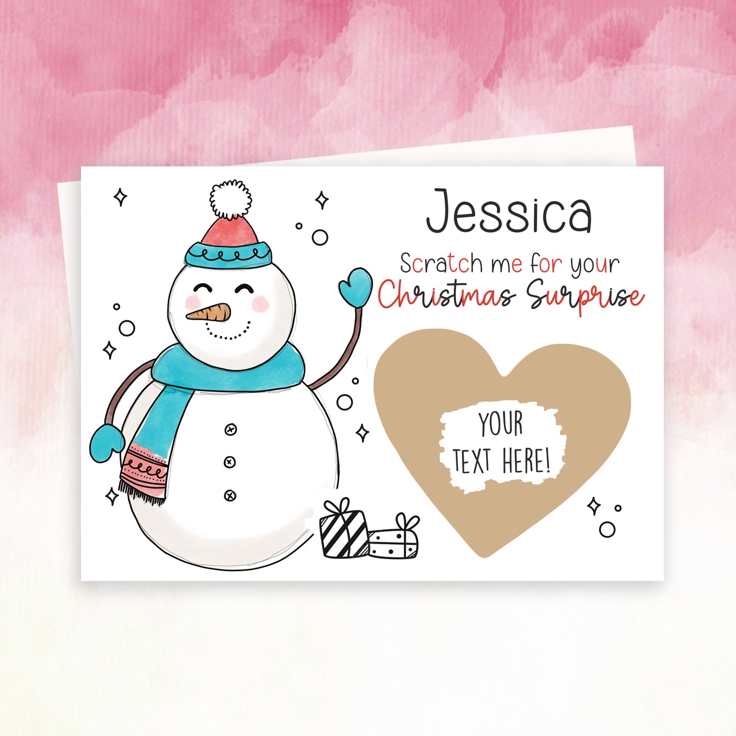 Personalised Snowman Christmas Scratch Card