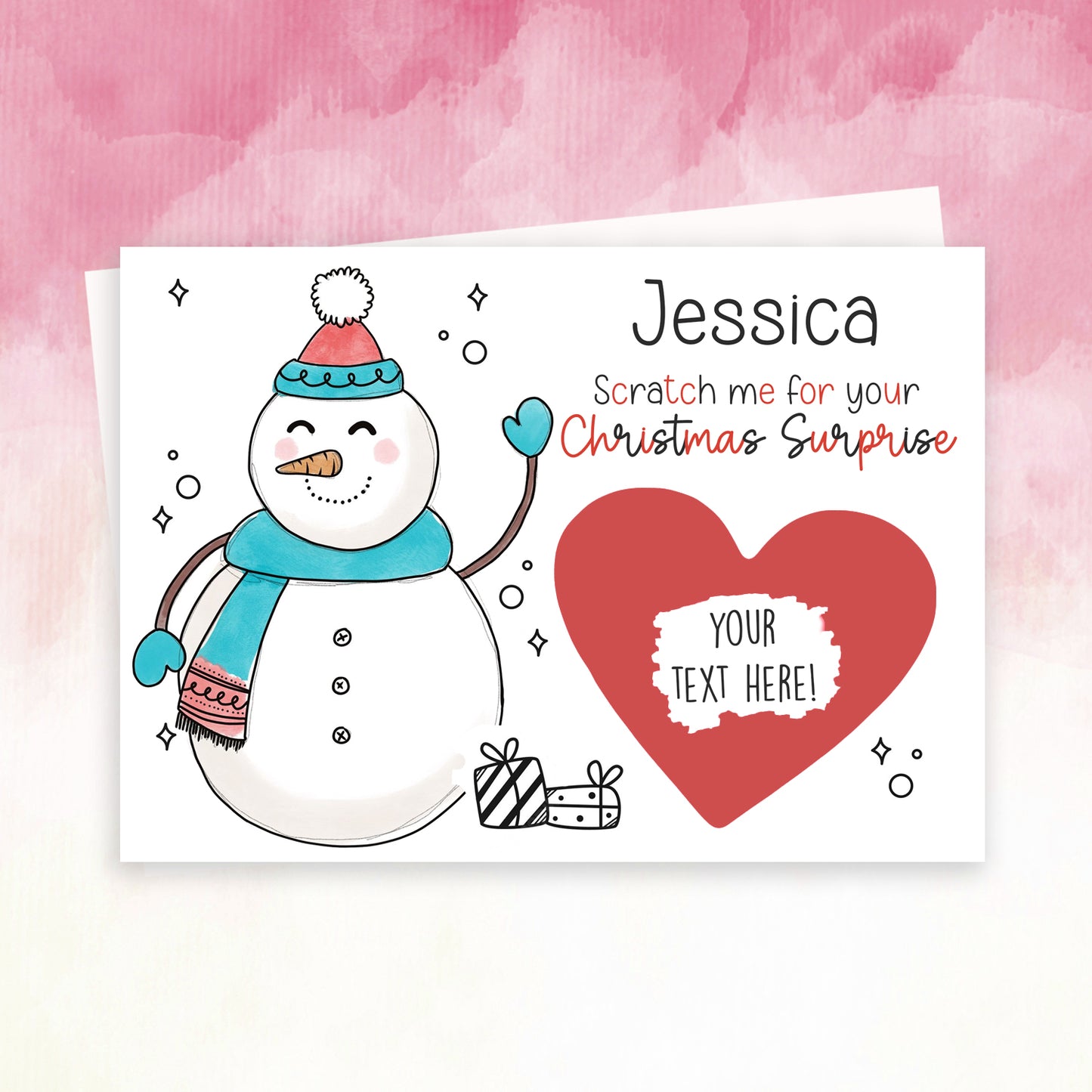 Personalised Snowman Christmas Scratch Card