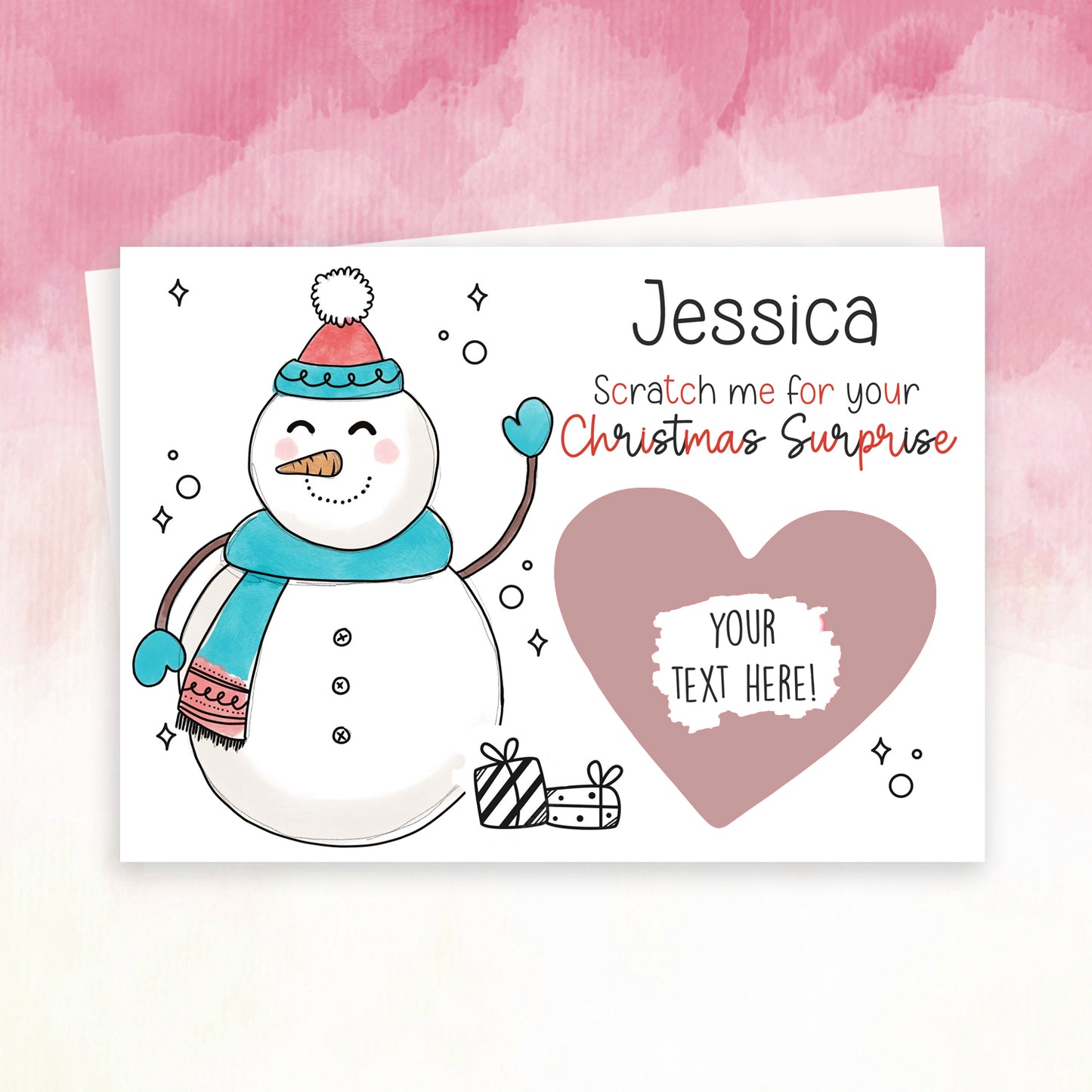 Personalised Snowman Christmas Scratch Card