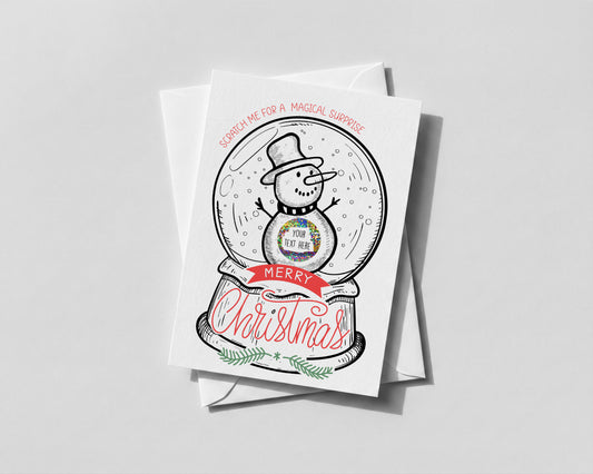 Personalised Scratch-Off Christmas Card • Snowman Snowglobe Reveal • Theatre Show or Experience Gift
