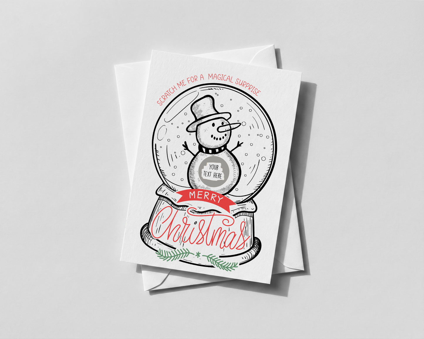 Personalised Scratch-Off Christmas Card • Snowman Snowglobe Reveal • Theatre Show or Experience Gift