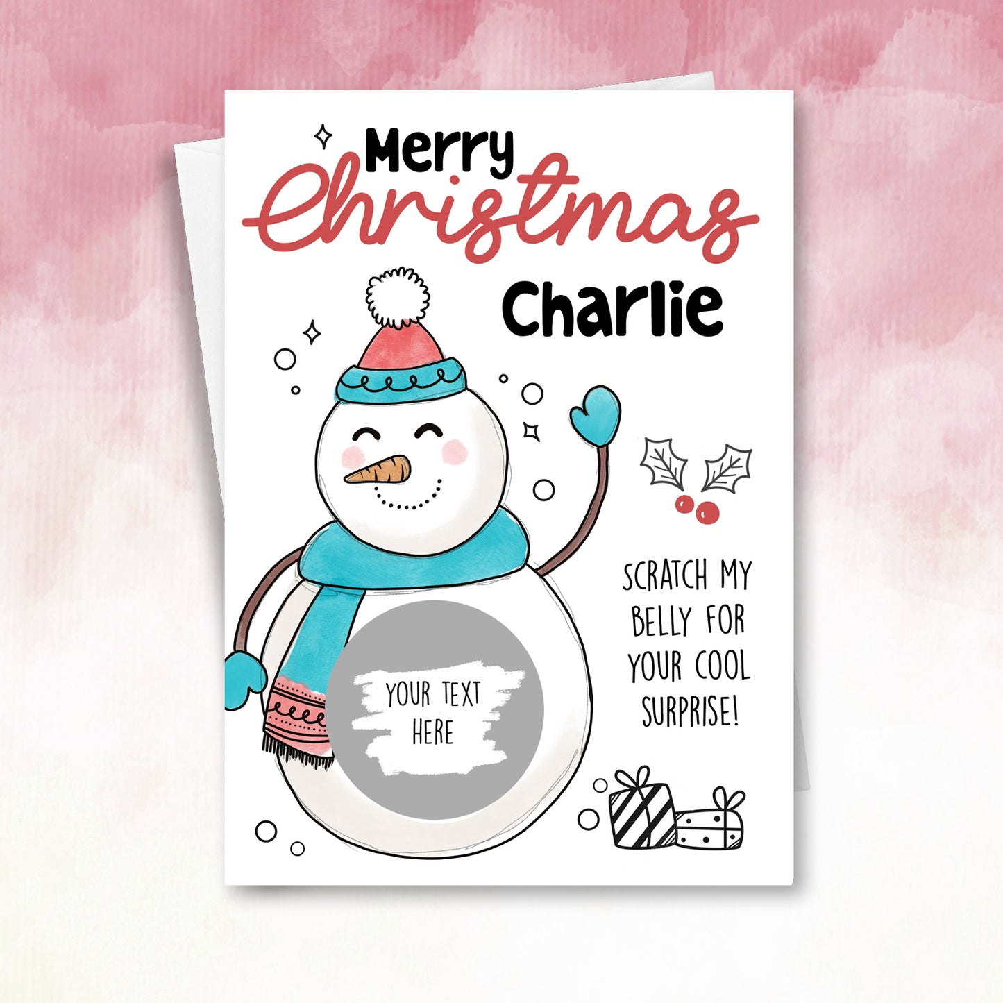 Personalised Snowman Christmas Scratch Card