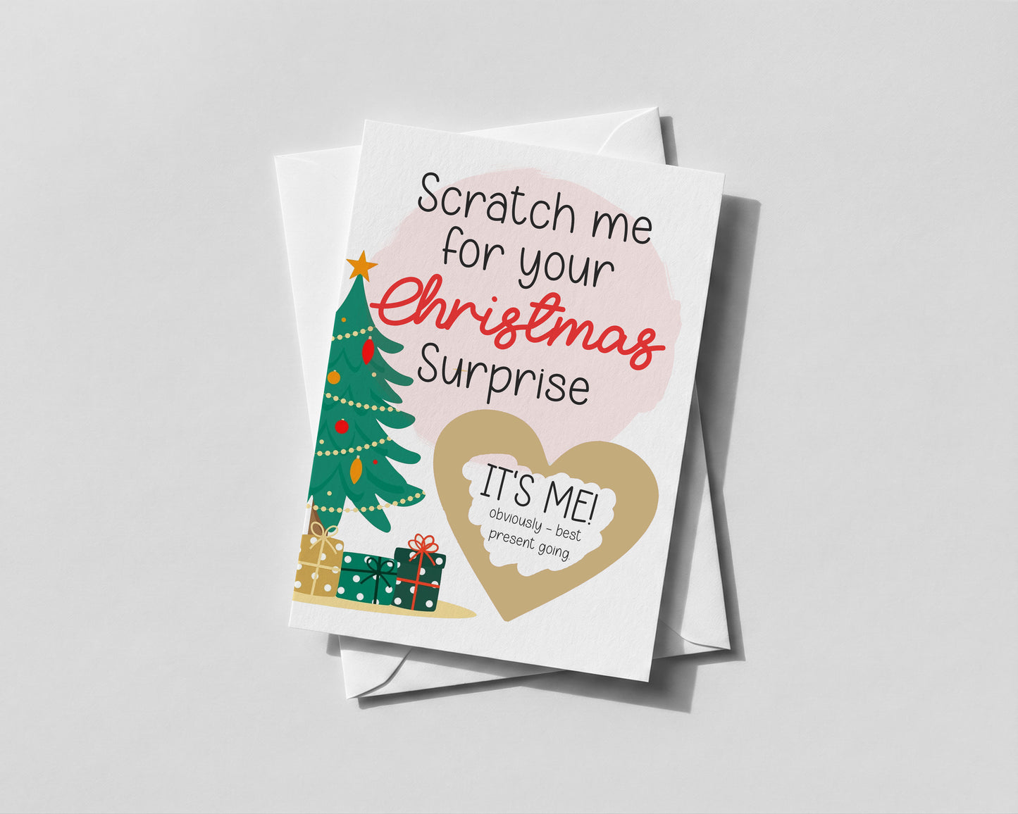 Personalised Scratch‑Off Christmas Funny Card for Partner – Surprise Reveal “I’m the Gift!” – Festive Holiday Card