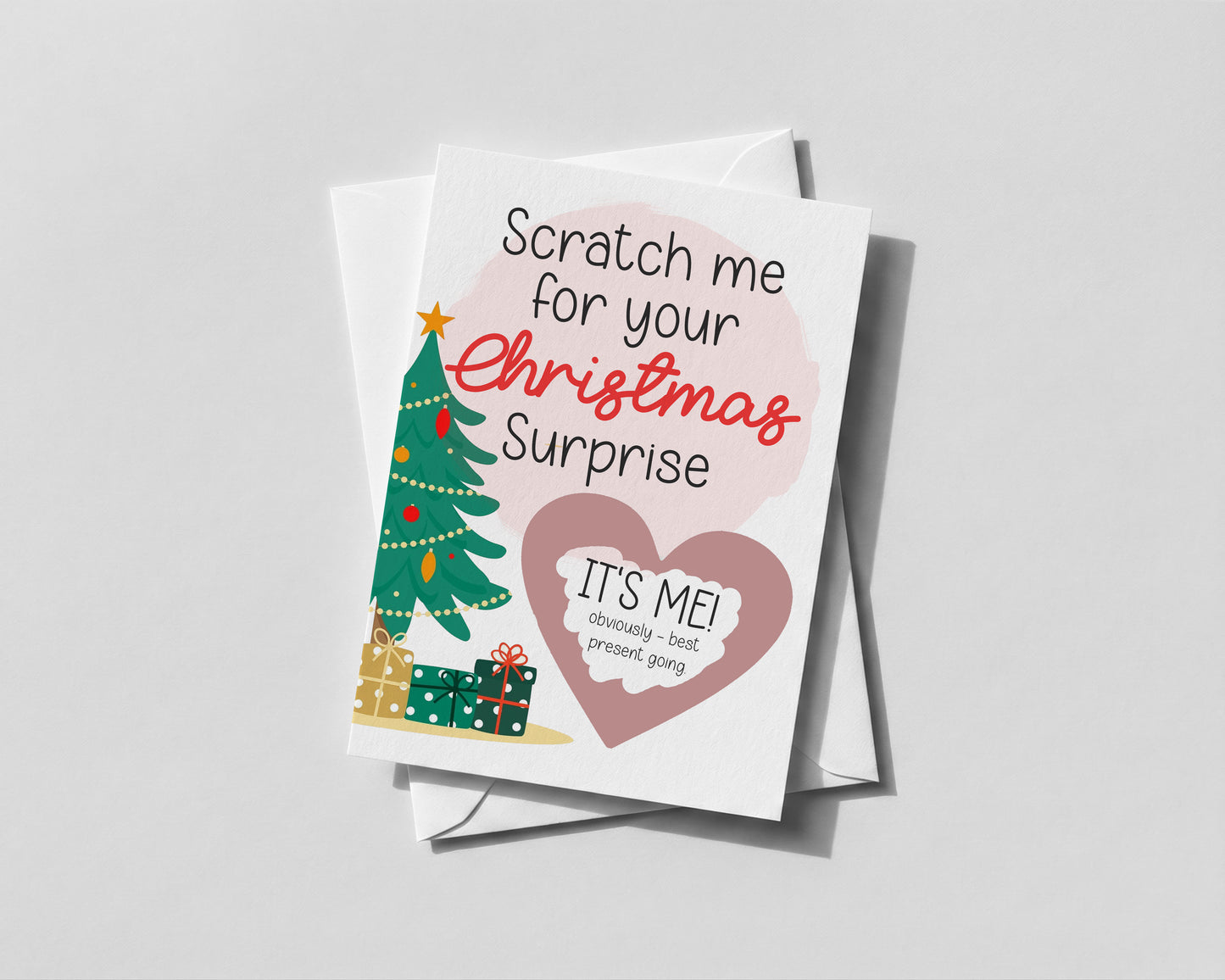 Personalised Scratch‑Off Christmas Funny Card for Partner – Surprise Reveal “I’m the Gift!” – Festive Holiday Card