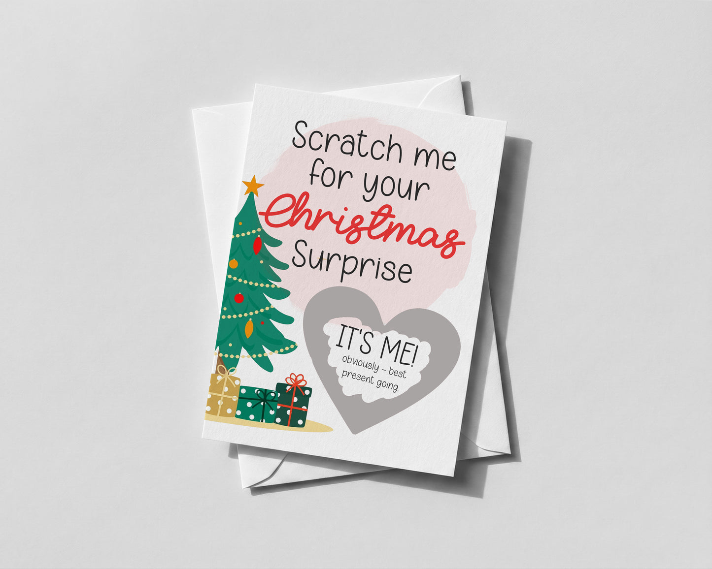 Personalised Scratch‑Off Christmas Funny Card for Partner – Surprise Reveal “I’m the Gift!” – Festive Holiday Card