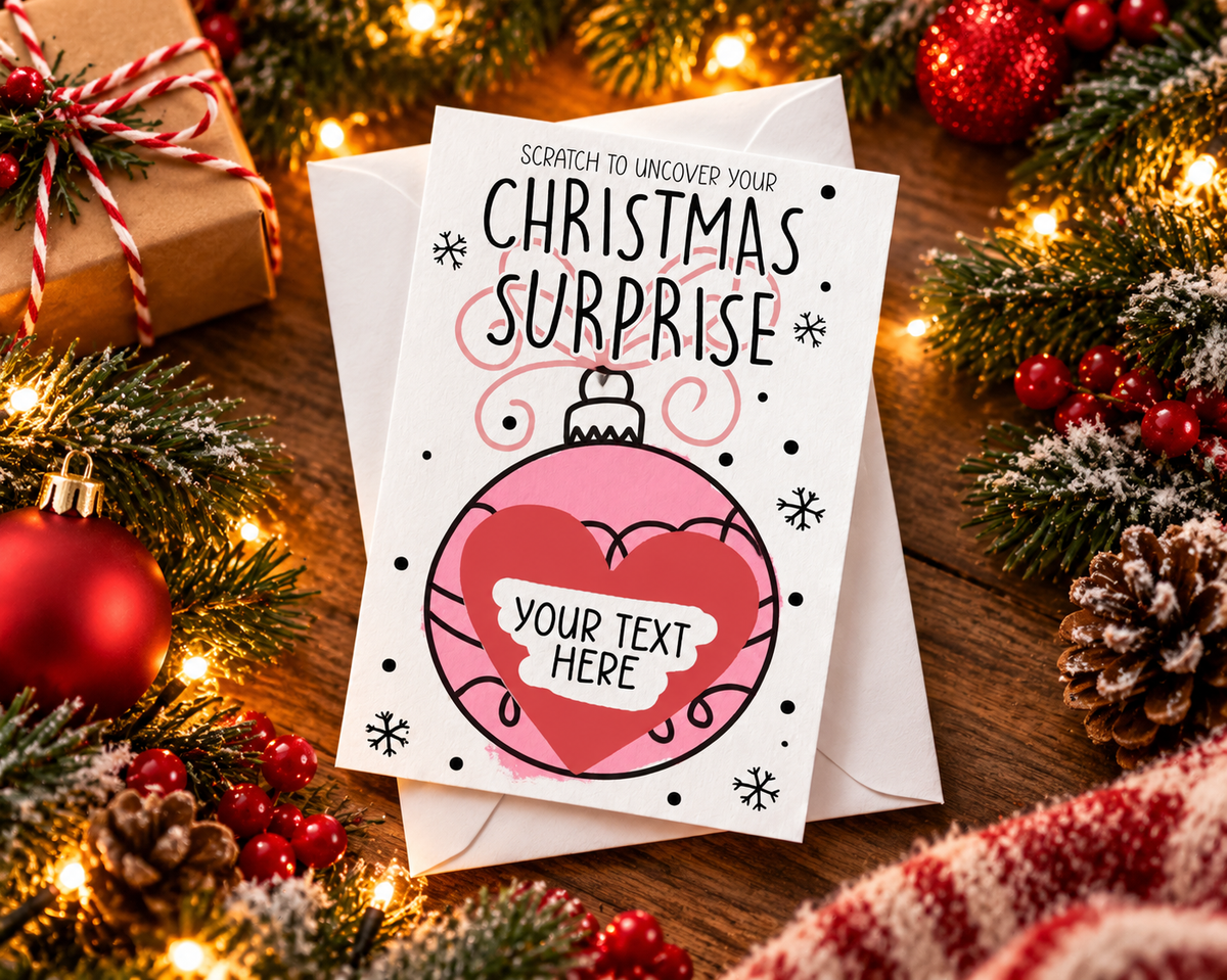 Personalised Christmas Scratch Off Card Surprise Gift Reveal Ticket Holiday Experience