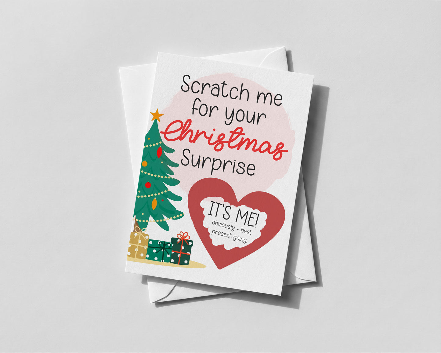 Personalised Scratch‑Off Christmas Funny Card for Partner – Surprise Reveal “I’m the Gift!” – Festive Holiday Card