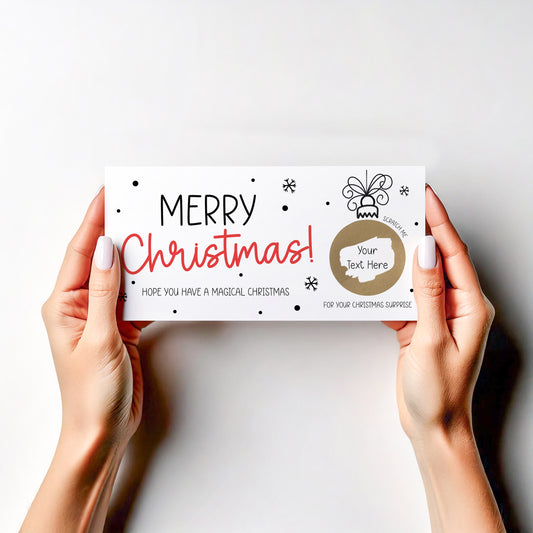 Personalised Christmas Scratch‑Off Card – Custom Gift Voucher Reveal, Unique Holiday Surprise Scratchcard