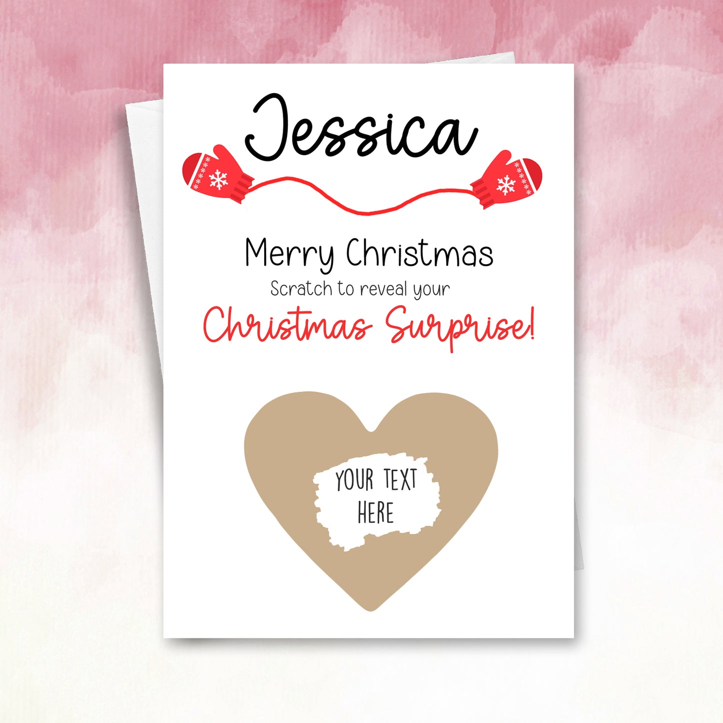 Personalised Christmas Mittens Card Scratch Card