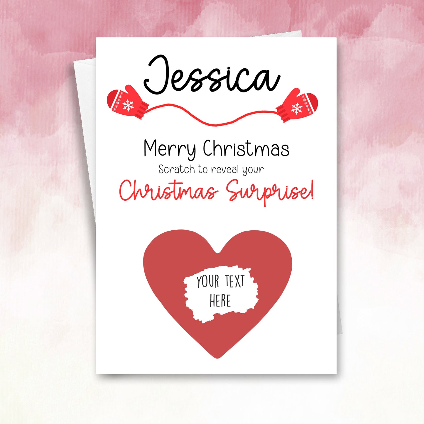 Personalised Christmas Mittens Card Scratch Card