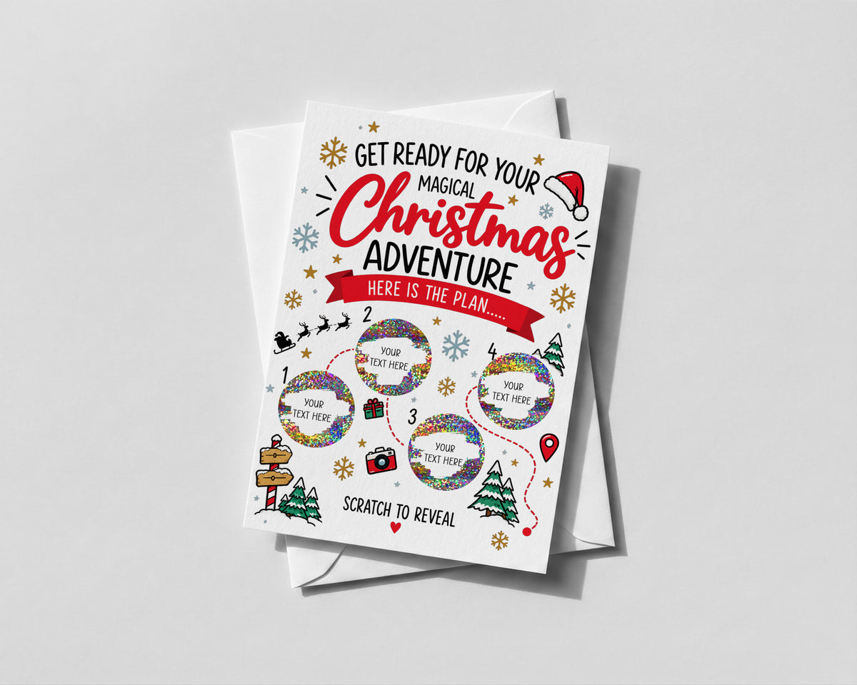 Personalised Christmas Scratch Off Card Surprise Trip Holiday Experience Gift Reveal