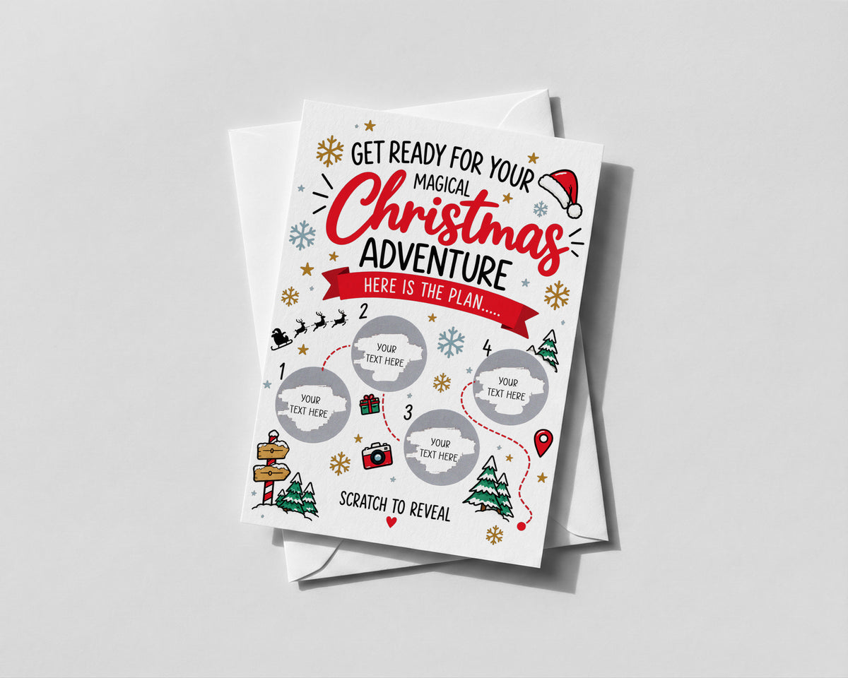 Personalised Christmas Scratch Off Card Surprise Trip Holiday Experience Gift Reveal