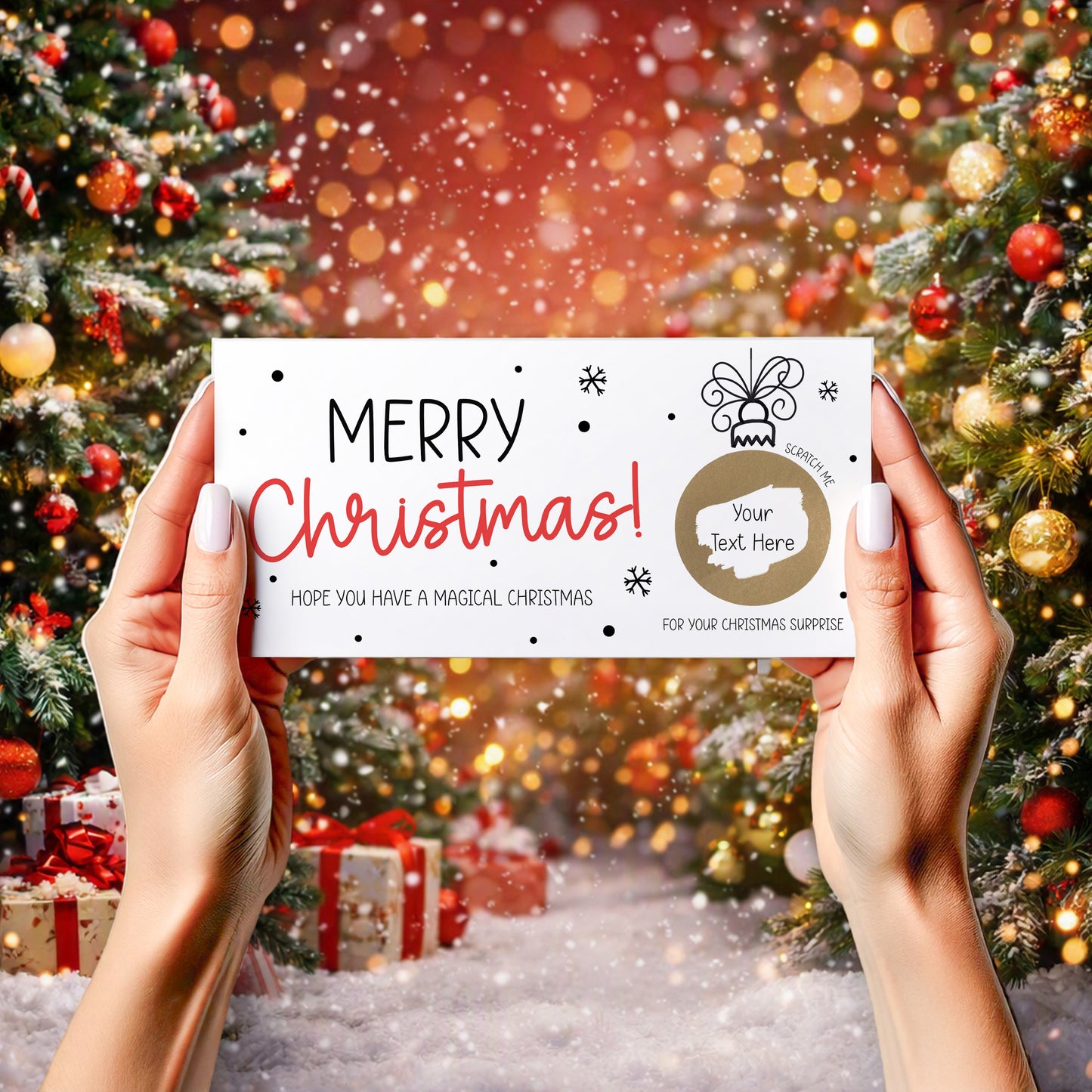 Personalised Christmas Scratch‑Off Card – Custom Gift Voucher Reveal, Unique Holiday Surprise Scratchcard