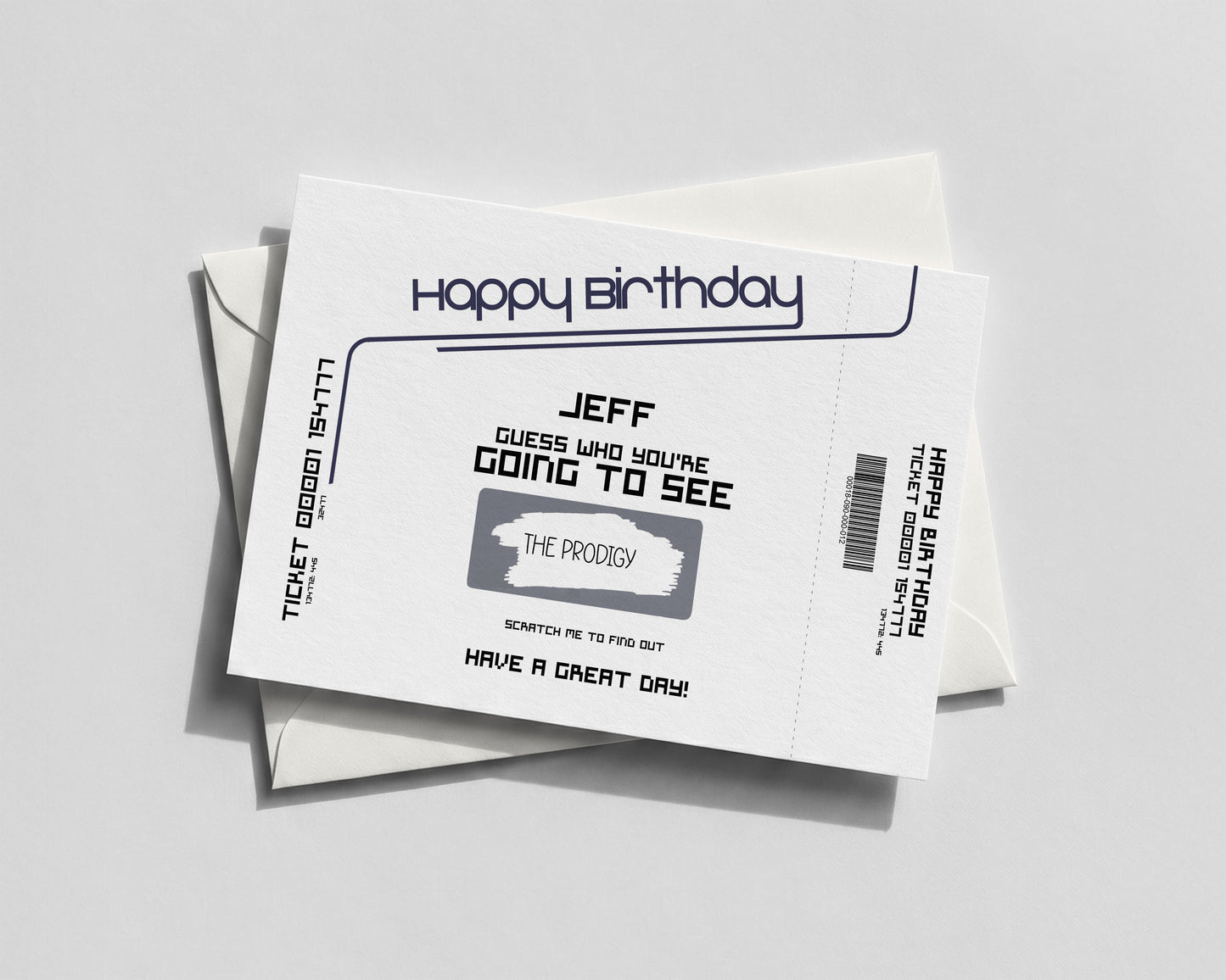 Personalised Birthday concert ticket scratch off surprise Band scratch to Reveal