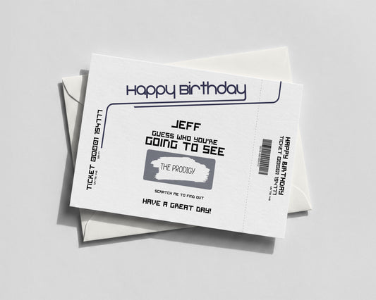 Personalised Birthday concert ticket scratch off surprise Band scratch to Reveal