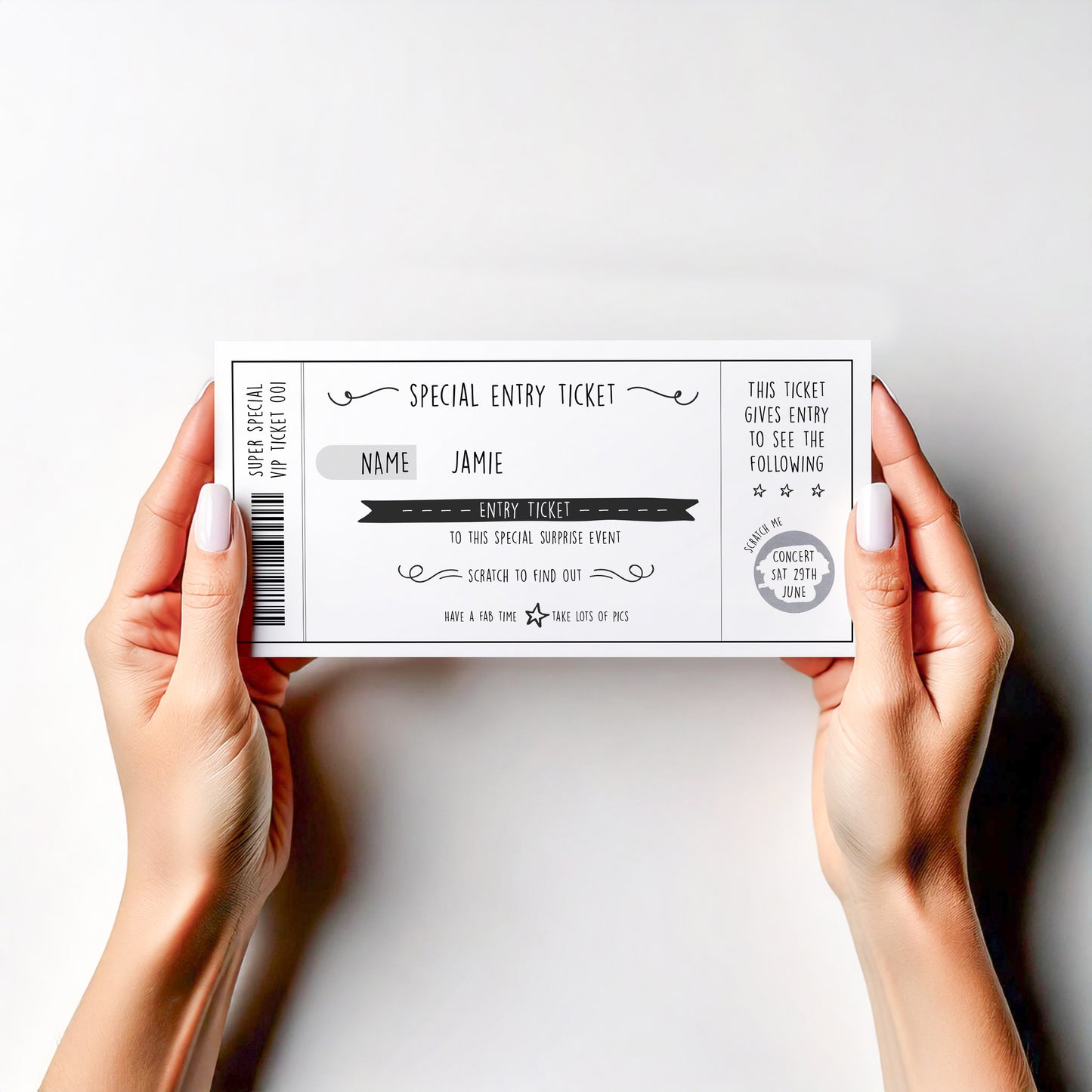Personalised Band Reveal Scratch-Off Card – Festival or Show Surprise Ticket Reveal