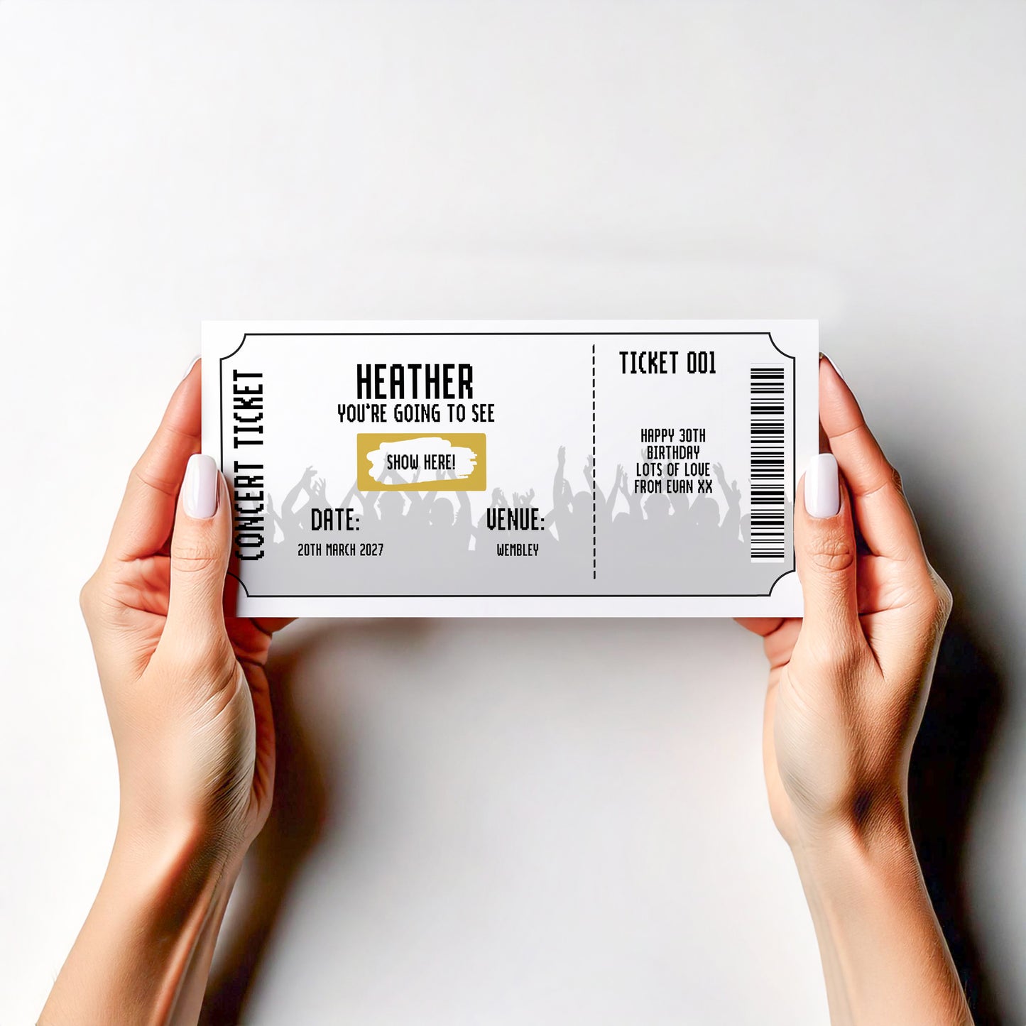 Personalised Surprise Birthday Card – Gig Festival Concert Comedy Ticket Reveal