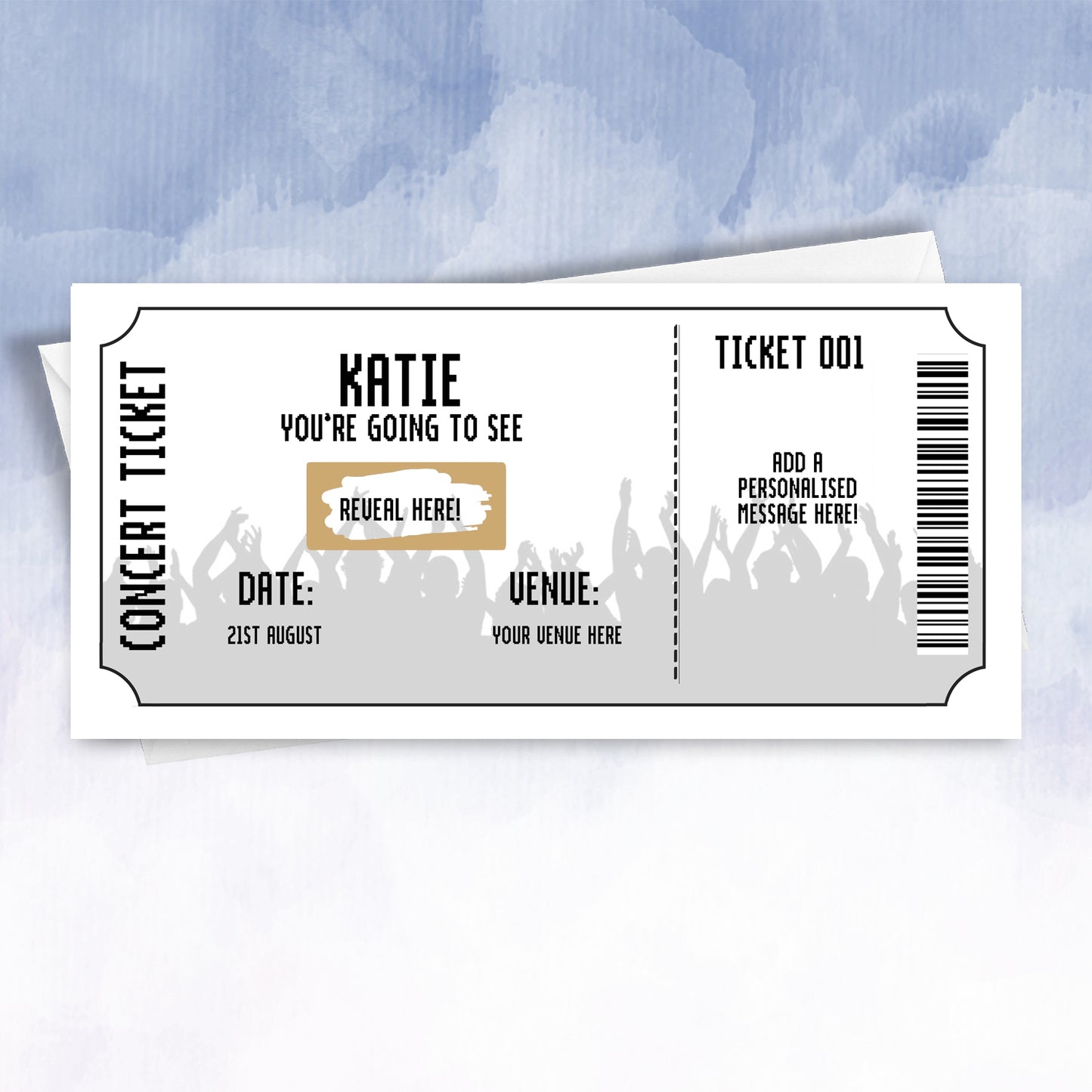 Personalised Surprise Birthday Card – Gig Festival Concert Comedy Ticket Reveal