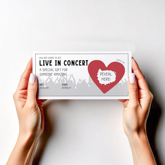 Personalised Theatre & Concert Reveal Scratch Card – Event Ticket Style with Keepsake